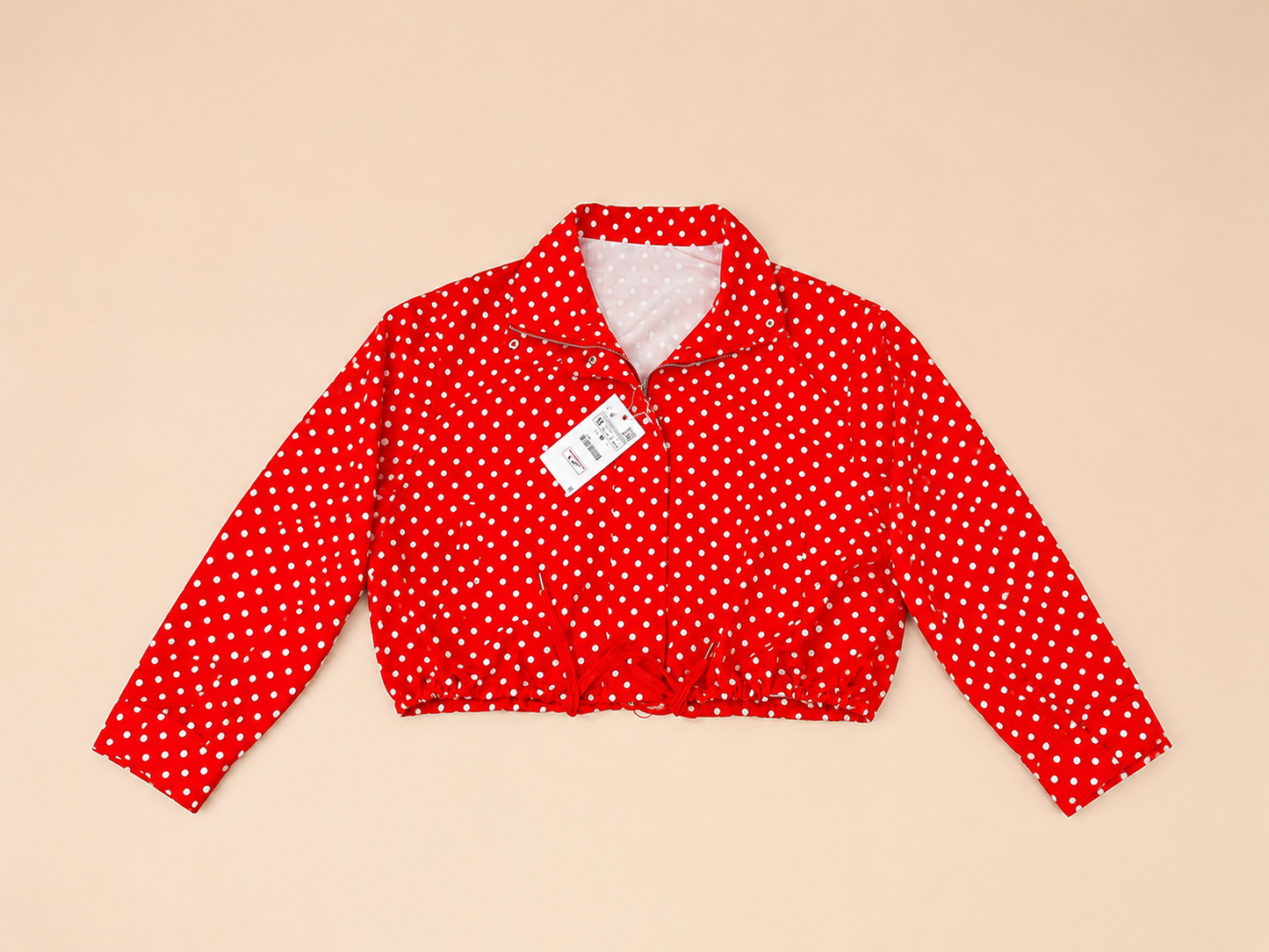 Women's Polka Dot Cropped Drawstring Jacket