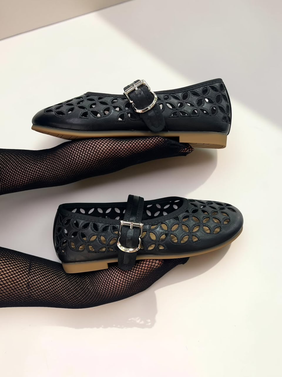 Floral Cutout Mary Jane Flats