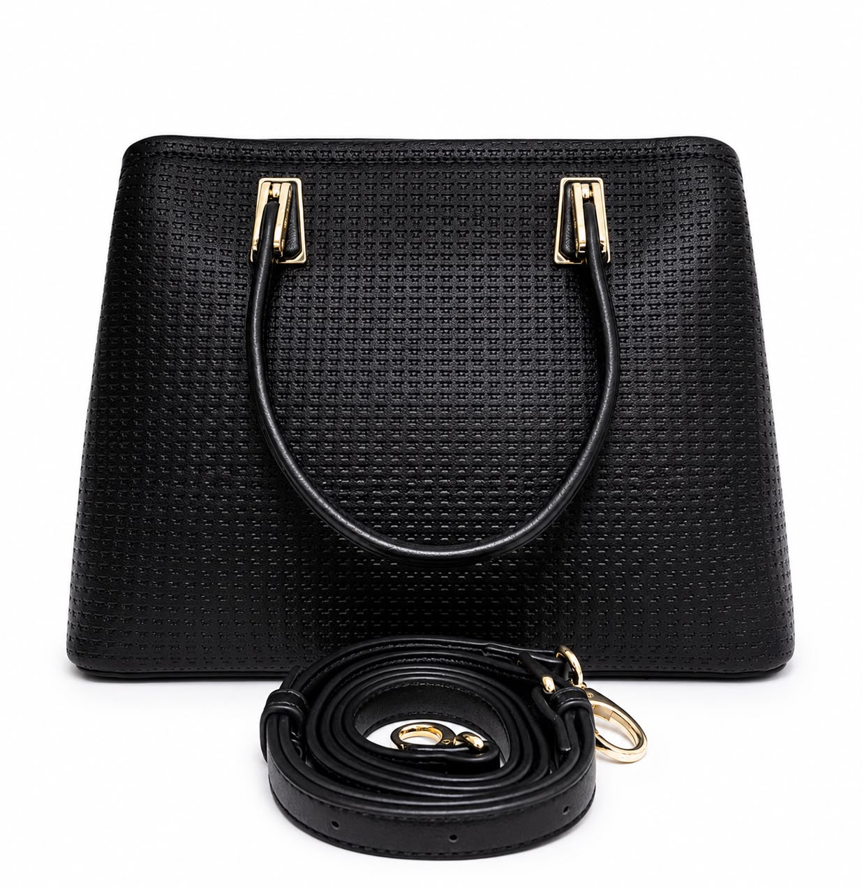 Ivory Textured Convertible Satchel Tote