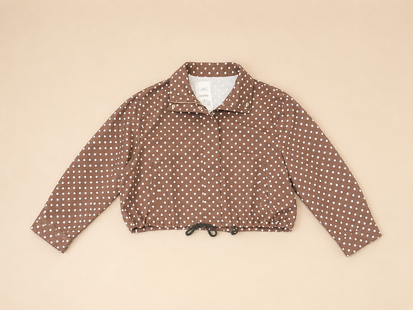 Women's Polka Dot Cropped Drawstring Jacket