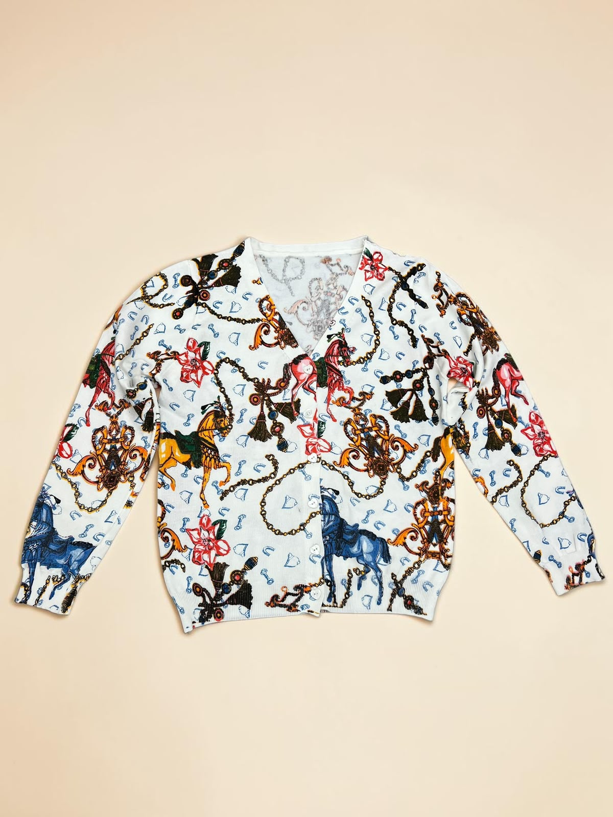 Baroque Equestrain Print  Cardigan